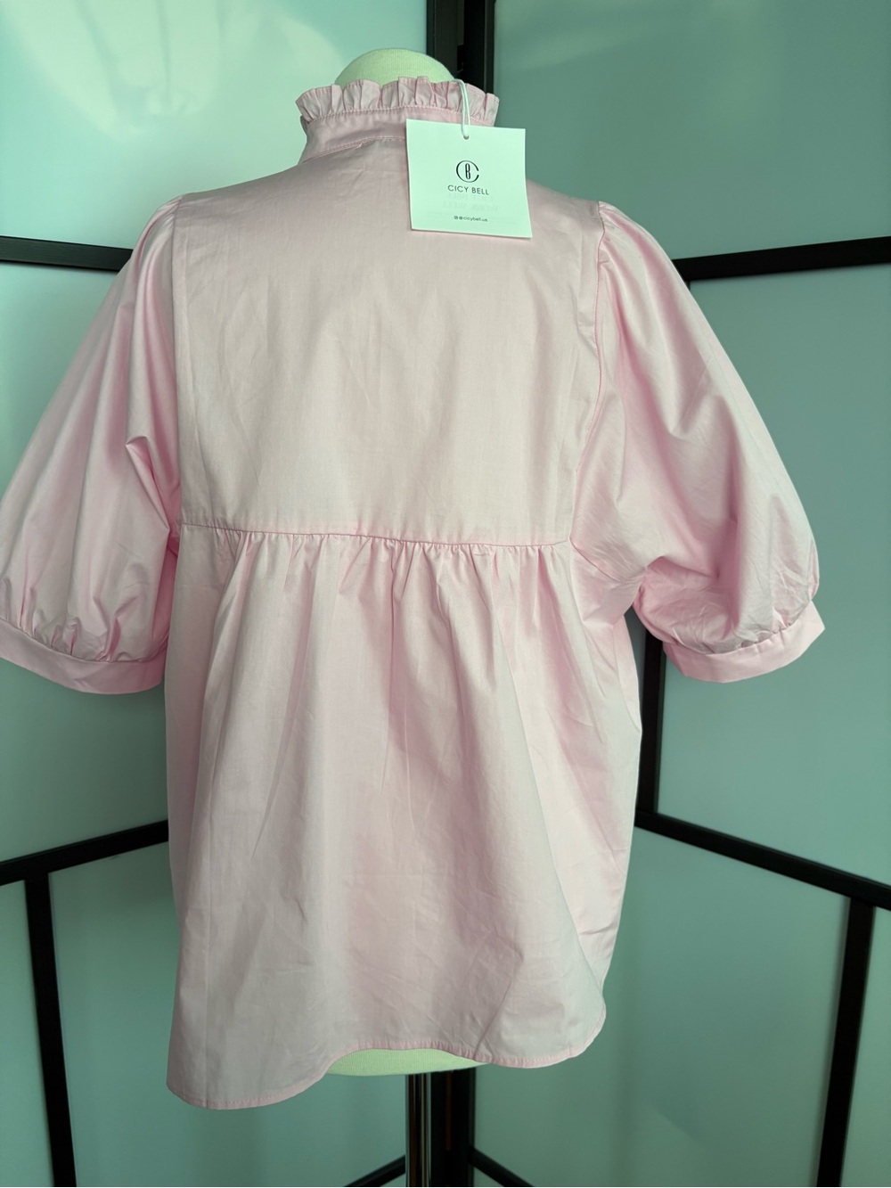 Cicy Bell NWT Light Pink Cotton Puff Sleeve Babydoll Blouse Size L - Picture 3 of 14